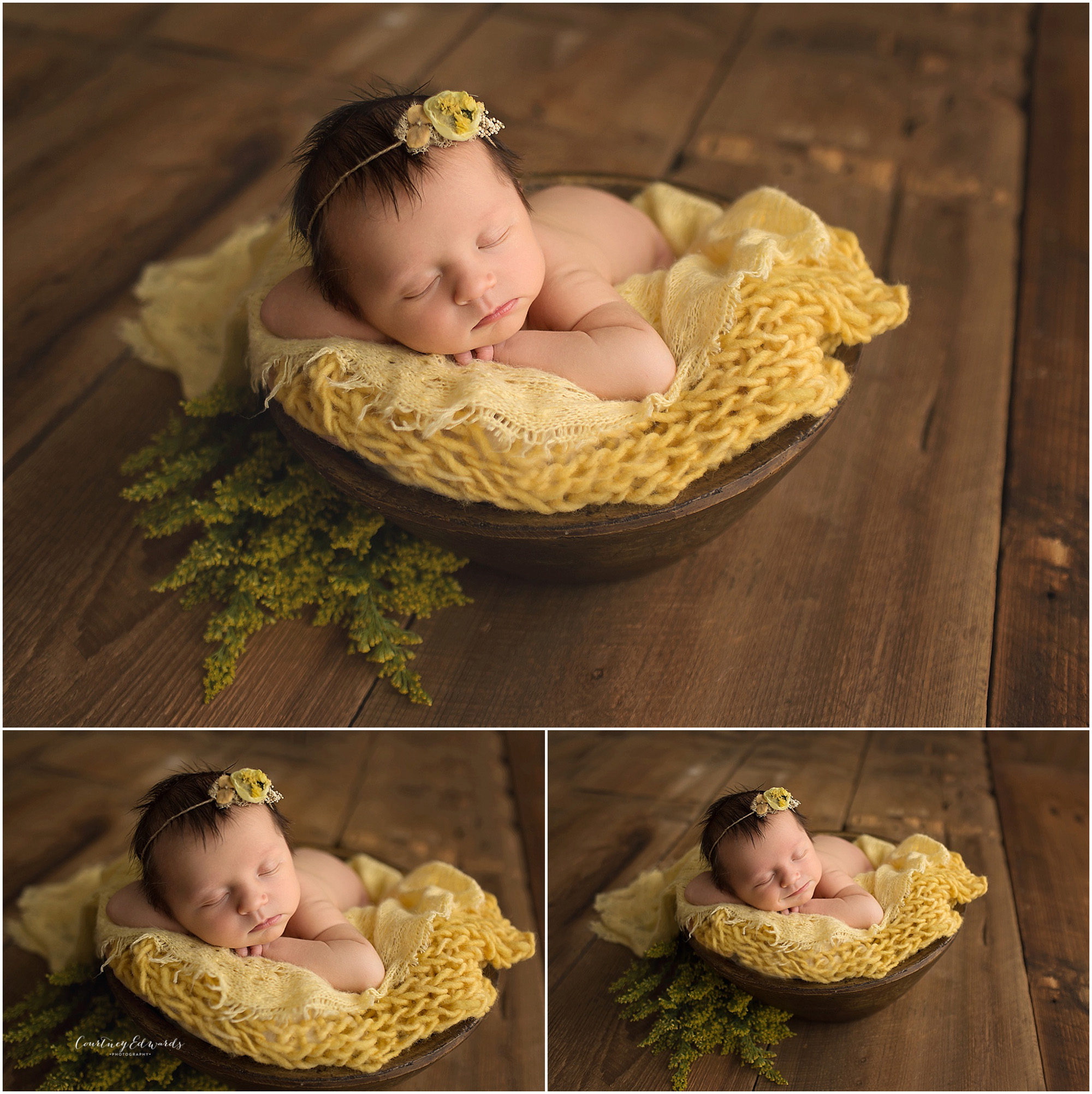 memphis baby in a bowl with yellow flowers